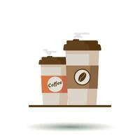 café taza con café frijoles en blanco antecedentes. plano vector ilustración