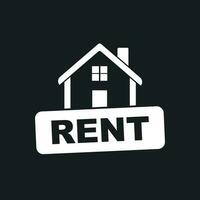 Rent sign with house. Home for rental. Vector illustration in flat style.