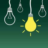 Light bulb icon. Flat vector illustration. Idea sign symbol on green background.