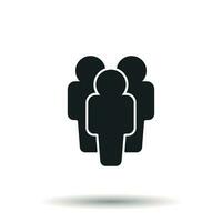 People icon. Flat vector illustration. People sign symbol with shadow on white background.