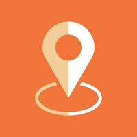 Pin icon vector. Location sign in flat style isolated on orange background. Navigation map, gps concept. vector