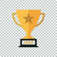Trophy cup flat vector icon. Simple winner symbol. Gold illustration on isolated background.
