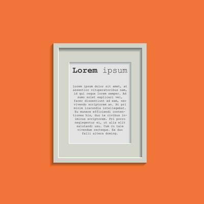 Realistic photo frame isolated on orange background. Pictures frame vector illustration.