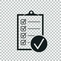 Checklist vector icon. Survey vector illustration in flat design on isolated background.