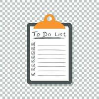 To do list icon with hand drawn text. Checklist, task list vector illustration in flat style on white background.