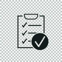 Checklist vector icon. Survey vector illustration in flat design on isolated background.