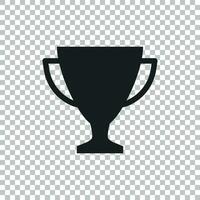 Trophy cup flat vector icon. Simple winner symbol. Black illustration on isolated background.