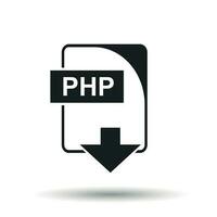 php icono. plano vector ilustración. php descargar firmar símbolo con sombra en blanco antecedentes.