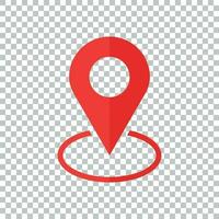 alfiler icono vector. ubicación firmar en plano estilo aislado en aislado antecedentes. navegación mapa, GPS concepto. vector
