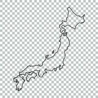 Japan Map in line style on isolated background. Vector illustration.