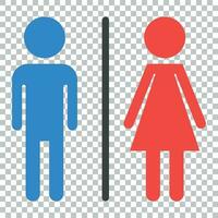 WC, baño plano vector icono . hombres y mujer firmar para Area de aseo en aislado antecedentes.