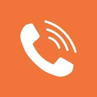 Phone icon vector, contact, support service sign on orange background. Telephone, communication icon in flat style. vector