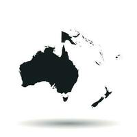 Australia and oceania map icon. Flat vector illustration. Australia sign symbol with shadow on white background.