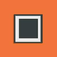 Realistic photo frame isolated on orange background. Pictures frame vector illustration.
