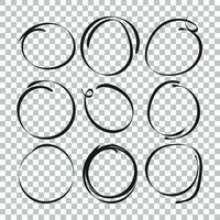 Set of the hand drawn scribble circles. Vector element. Illustration on isolated background.