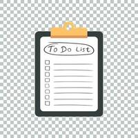 To do list icon with hand drawn text. Checklist, task list vector illustration in flat style on white background.