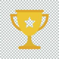 Trophy cup flat vector icon. Simple winner symbol. Gold illustration on isolated background.