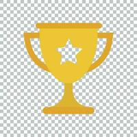 Trophy cup flat vector icon. Simple winner symbol. Gold illustration on isolated background.