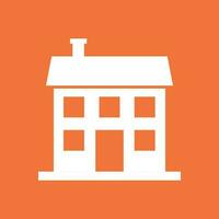 House icon. Vector illustration in flat style on orange background.