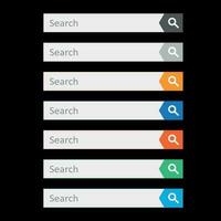 Search bar field. Set vector interface elements with search button. Flat vector illustration on black background.