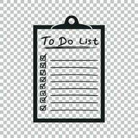 To do list icon with hand drawn text. Checklist, task list vector illustration in flat style on isolated background.