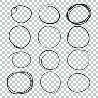 Set of the hand drawn scribble circles. Vector element. Illustration on isolated background.