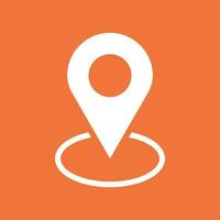 Pin icon vector. Location sign in flat style isolated on orange background. Navigation map, gps concept. vector