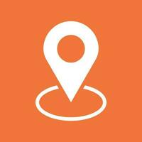 Pin icon vector. Location sign in flat style isolated on orange background. Navigation map, gps concept. vector