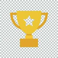 Trophy cup flat vector icon. Simple winner symbol. Gold illustration on isolated background.