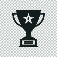 Trophy cup flat vector icon. Simple winner symbol. Black illustration on isolated background.