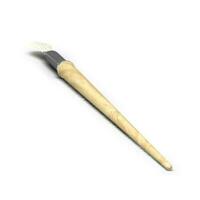 White brush for painting with wooden handler isolated on grey background. photo