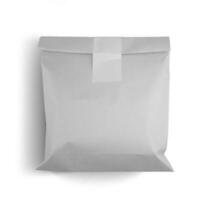 Classical white paper bag isolated on white background fit for your mockup design. photo