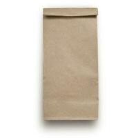 Classical brown paper bag isolated on white background fit for your mockup design. photo