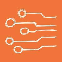 Hand drawn circuit board icon. Doodle scetch technology scheme symbol flat vector illustration on orange background.