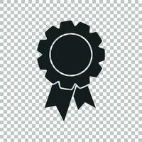 Badge with ribbon icon. Vector illustration in flat style on isolated background.