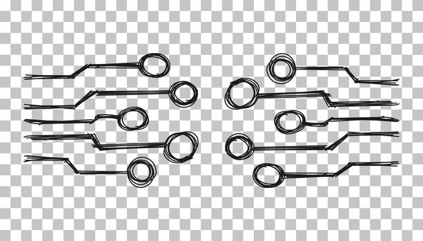 Hand drawn circuit board icon. Doodle scetch technology scheme symbol flat vector on isolated background.