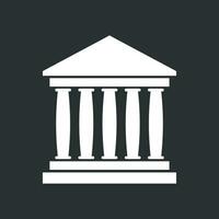 Bank building icon in flat style. Museum vector illustration on black background.