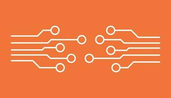Circuit board icon. Technology scheme symbol flat vector illustration on orange background.