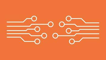 Circuit board icon. Technology scheme symbol flat vector illustration on orange background.