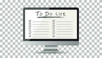 Businessman to do list, checklist with computer. Check list icon flat vector illustration.