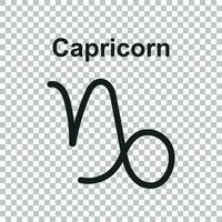 Capricorn zodiac sign. Flat astrology vector illustration on white background.