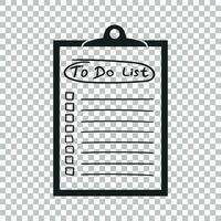 To do list icon with hand drawn text. Checklist, task list vector illustration in flat style on isolated background.