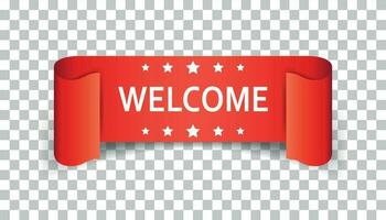 Welcome ribbon vector icon. Hello sticker label on isolated background.