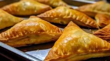 horneado manzana tarta un bandeja de recién horneado manzana pérdidas de balón, ai generativo foto