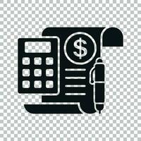 Money calculation icon in transparent style. Budget banking vector illustration on isolated background. Financial payment business concept.