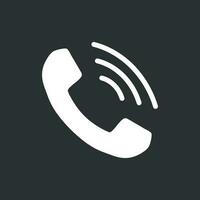 Phone icon vector, contact, support service sign isolated on black background. Telephone, communication icon in flat style. vector