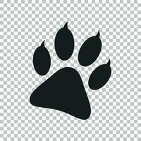 Paw print icon vector illustration isolated on isolated background. Dog, cat, bear paw symbol flat pictogram.