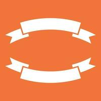 Badge icon. Ribbon vector illustration in flat style on orange background.