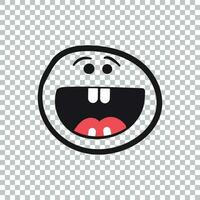 Simple smile with tongue vector icon. Hand drawn face doodle illustration on isolated background.