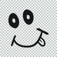 sencillo sonrisa con lengua vector icono. mano dibujado cara garabatear ilustración en aislado antecedentes.